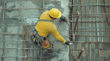 A man working on the construction of a building