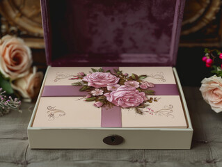 Wall Mural - gift box with flowers