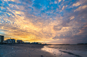 Wall Mural - Sunset on the Rimini beach, Italy