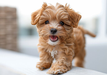 Poster - Maltese poodle puppy, happy, cute, isolated, isolated on white, transparent