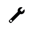spanner tool icon. vector illustration wrench symbol in black silhouette. maintenance work tool 