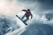 Snowboard man. Sky jump action. Generate Ai