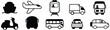 Public Transportation icon set in line style. Transport simple black style symbol sign, vector illustration