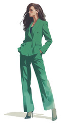 Wall Mural - A women's power suit in emerald green, combining style and authority