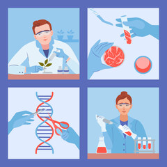 Canvas Print - Biotechnology illustrations in flat design