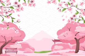 Sticker - Hand drawn sakura tree background