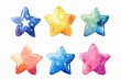 Sechs süße bunte Wasserfarben Sterne 