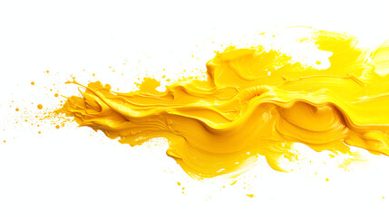 Wall Mural - yellow paint splash in vibrant dynamic fluid motion on white background