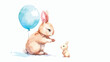 Little rabbit and ballon cartoon illustration waterco