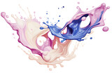 Fototapeta  - Creamy liquid watercolor colorful splash isolated on white background