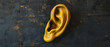 Oversized Yellow Ear, Surreal silence, Matte black background