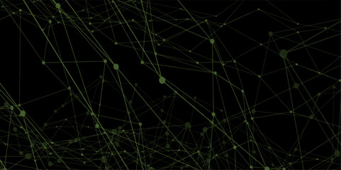 Wall Mural - technology abstract dark digital background of points and lines. connection science background green