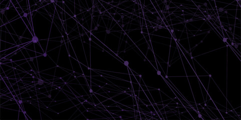 Wall Mural - technology abstract dark digital background of points and lines. connection science background purpl