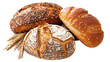 Golden brown and crispy rye bread, transparent background