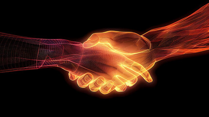 Canvas Print - Handshake of two people on a black background. 3D rendering