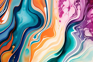 Closeup of abstract watercolor paint background texture with liquid fluid marbled paper texture banner texture. Generative AI (생성형 AI)