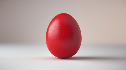 The red egg with a subtle texture on a soft gradient background. Minimalist Easter concept.