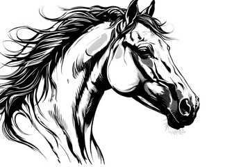 Naklejka na meble line art animal horse