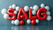 © NorLife - SALG banner with white and gold floating balloons.