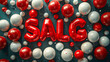 © NorLife - SALG banner with white and red floating balloons.