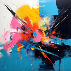 Wall Mural - Abstract painting with bold strokes and vibrant colors