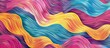 This painting features a vibrant mix of wavy lines in hues of pink, yellow, and blue. The lines flow organically across the canvas, creating a dynamic and colorful pattern that can be used for design