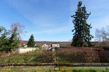 Poster - Path of long furrows in Thomery village. Île-de-France region