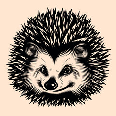 Black and White Hedgehog Outline Silhouette Ornament Vector Art for Logo and Icon, Sketch, Tattoo, Clip Art