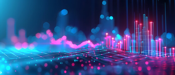 Wall Mural - 3d rendering of abstract background with glowing particles in cyberspace