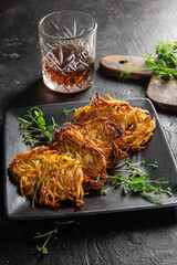 Wall Mural - Draniki. Potato pancakes with garlic sauce. 