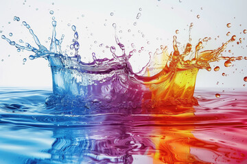 Abstract image of the splash of water, futuristic style, in colorful style. AI Generated