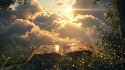 Wall Mural - Sunshine shining on the Bible