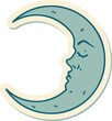 tattoo style sticker of a crescent moon