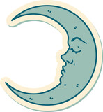 Fototapeta  - tattoo style sticker of a crescent moon