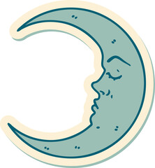 Wall Mural - tattoo style sticker of a crescent moon