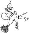 black line tattoo of a pinup witch