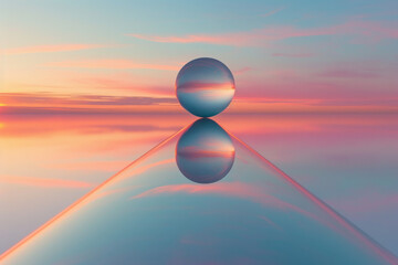 Sticker - Zen sphere with colorful reflection on water