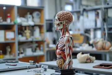 Wall Mural - A model of a human body is on display in a lab