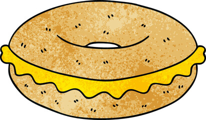 quirky hand drawn cartoon cheese bagel