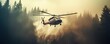 Fire helicopter extinguishes forest