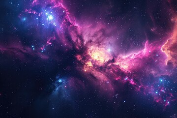 Wall Mural - Cosmic wonderland dazzles with vibrant galaxy panorama