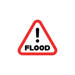 Flood alert sign vector icon. triangular warning sign due to extreme weather conditions 