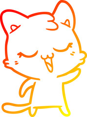 warm gradient line drawing cartoon cat