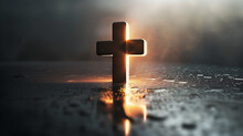Cross Against Light Christian Religion Symbol