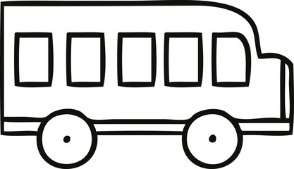 Canvas Print - line drawing cartoon school bus