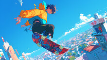 Anime Cool Guy Famous For Skateboarding