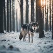 Wolf im Winter im Wald
