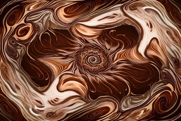 Wall Mural - Swirling chocolate milk captured in motion, creating an abstract kaleidoscope of creamy, enticing swirls.