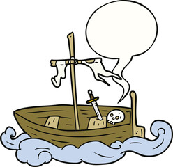 cartoon old shipwrecked boat and speech bubble