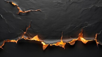 Poster - Burning paper on black background. Burnt paper edges.